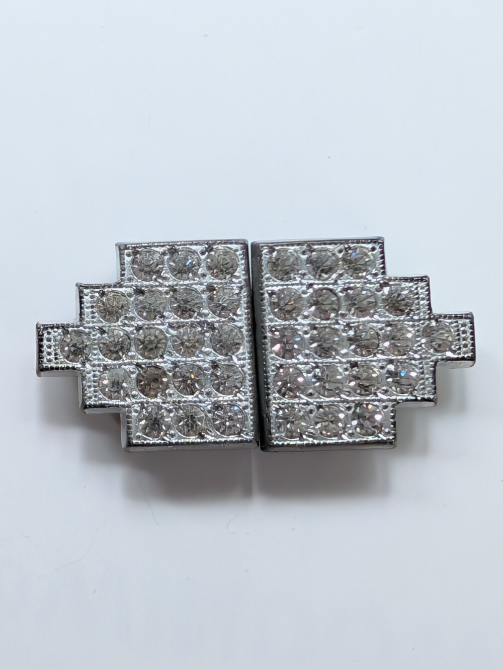 Vintage Silver Tone Art Deco Pave Rhinestone Collectible Evening Belt Buckle - Picture 1 of 5